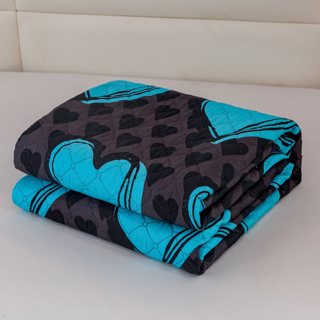 Prehoz na posteľ KASUGA, tyrkysový Rozmer: 170 x 210 cm