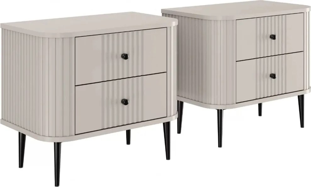 Nočné stolíky Vespera 56 cm - 2 ks - kašmírová / čierne nožičky