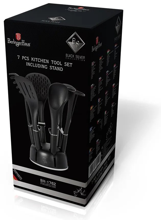 Black silver sada kuchynských pomocníkov, 7 ks