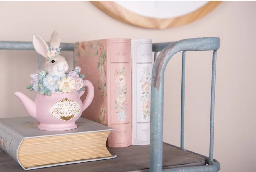Ružový úložný box s kvetmi v tvare knihy Book Van - 17*14*5 cm