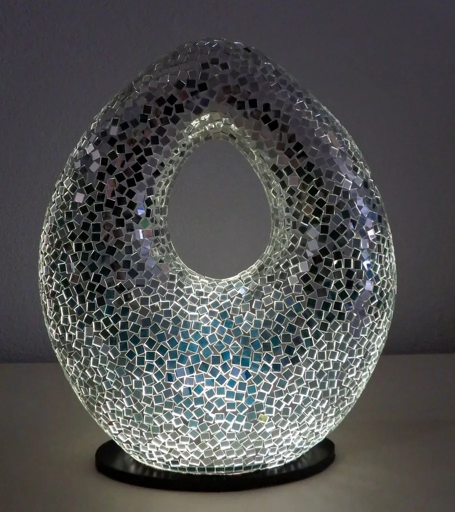 Stolná lampa ART OVAL, zrkadlová, ručná práca, 50 cm