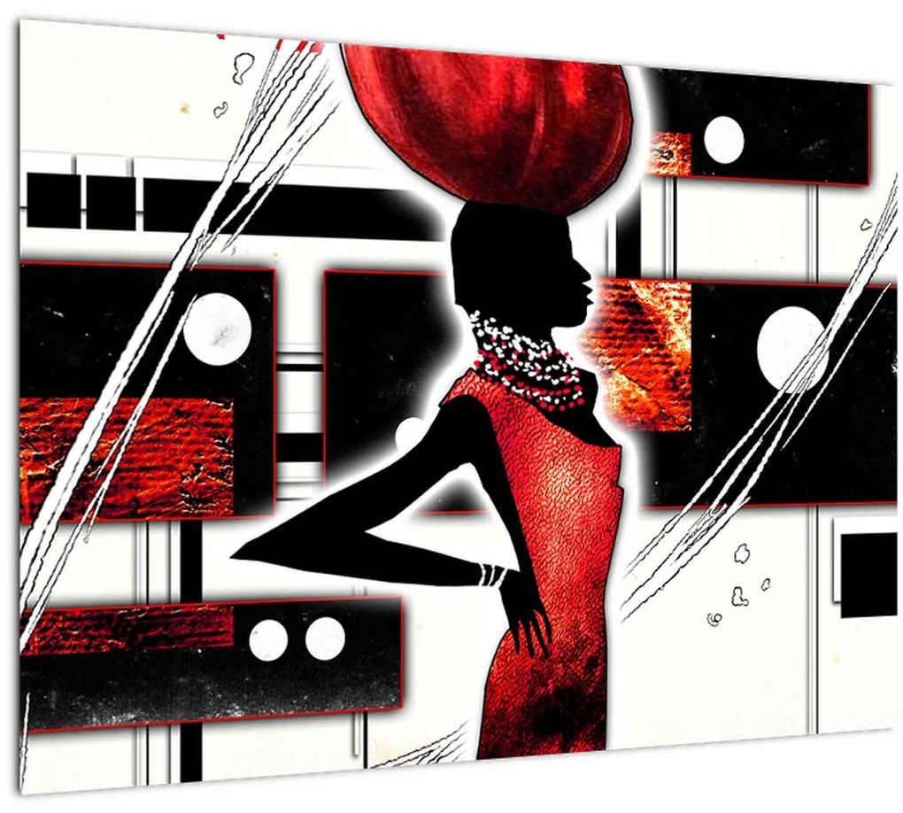 Sklenený obraz maľby starovekej dámy (70x50 cm)