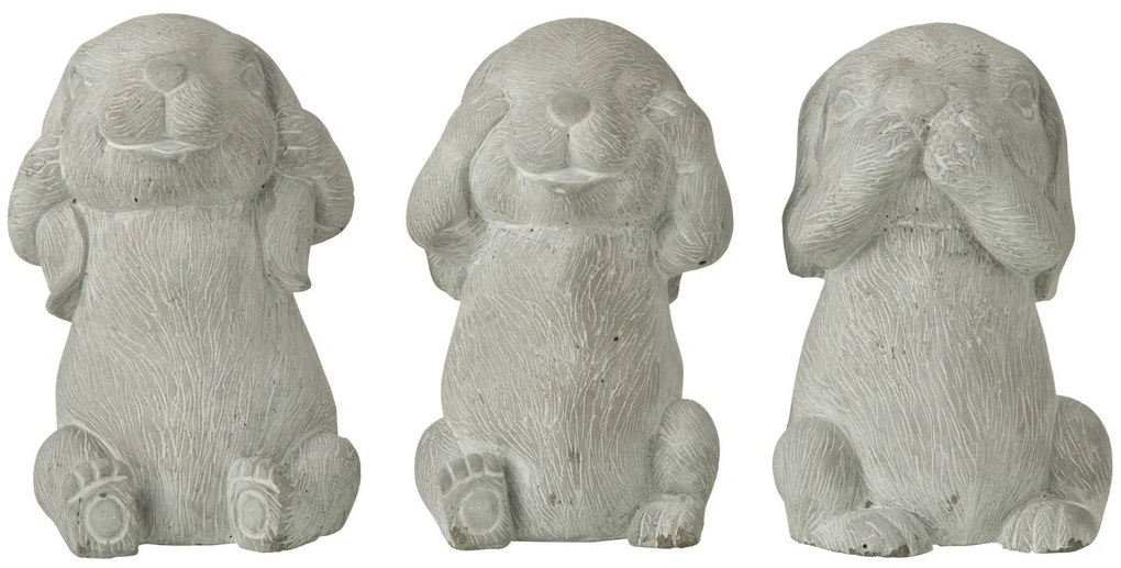 3ks šedá dekorácia králikov nevidím, nepočujem, nehovorím - 13*12*20 cm