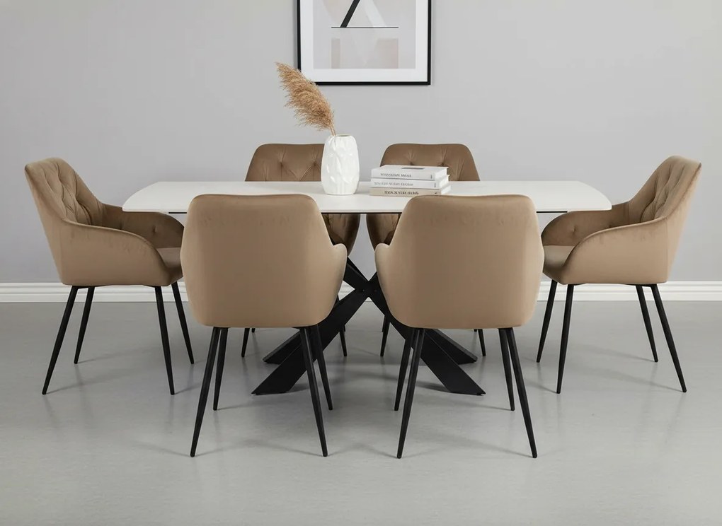 Noela Jedálenský set TERRON 200 + 6x stolička SIENA béžová