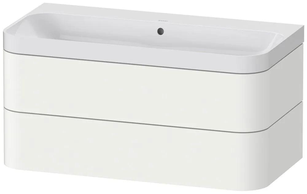 DURAVIT Happy D.2 Plus c-shaped závesná skrinka s nábytkovým umývadlom bez otvoru, 2 zásuvky, 975 x 490 x 480 mm, biela matná lakovaná, HP4348N3636