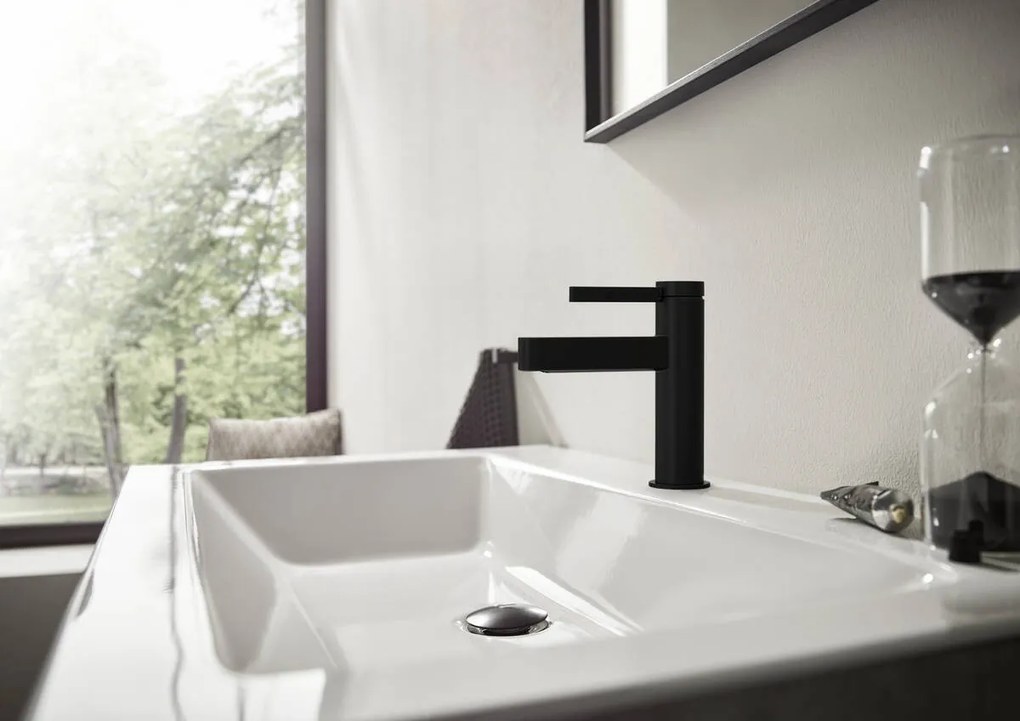 Hansgrohe Finoris, umývadlová batéria 100, s výpustom Push-Open, EcoSmart, čierna matná, HAN-76010670