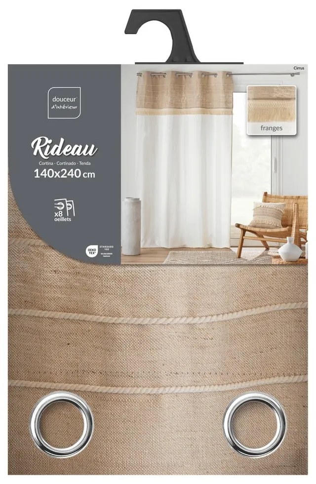 Biely/hnedý záves s prímesou juty 140x240 cm Cirrus – douceur d'intérieur