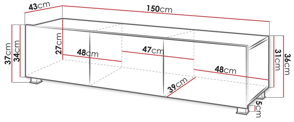 TV stolík/skrinka Brenali 150 BR04 (dub zlatá). Vlastná spoľahlivá doprava až k Vám domov. 1053841