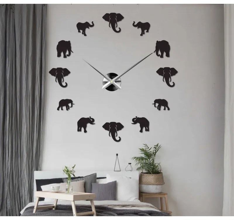 Moderné nalepovacie nástenné hodiny na stenu slon l SENTOP 12SZ070