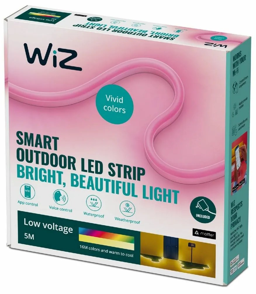 WiZ 8720169074859 vonkajší LED pásik, biela, 1x 24 W 630lm 2700-5000K + RGB IP65