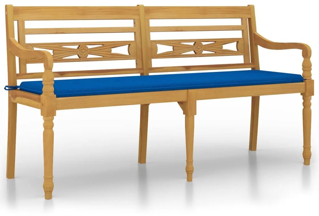 vidaXL Lavička Batavia s kráľovsky modrým vankúšom 150 cm tíkový masív