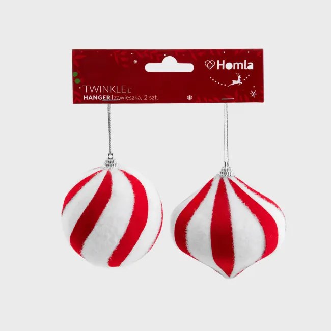 Závesná vianočná dekorácia TWINKLE červená / biela 714184 (2 ks)