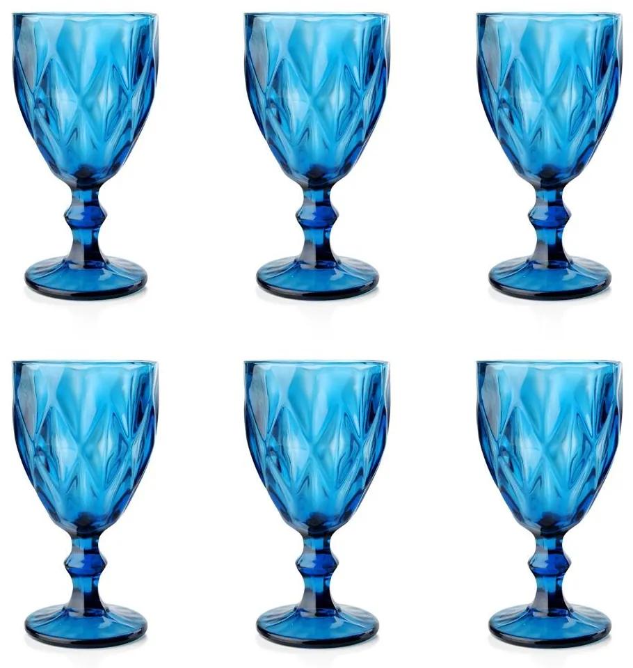 Sada 6 modrých pohárov na stopke 250ml