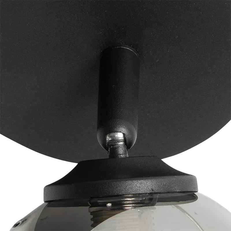 Moderné bodové svetlo čierne s dymovým sklom 2-žiarovkové - Atény