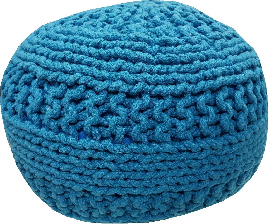 KUDOS Textiles Pvt. Ltd. MEGA AKCE: Sedací vak TEA POUF 8 tyrkysový - 40x40x35 cm