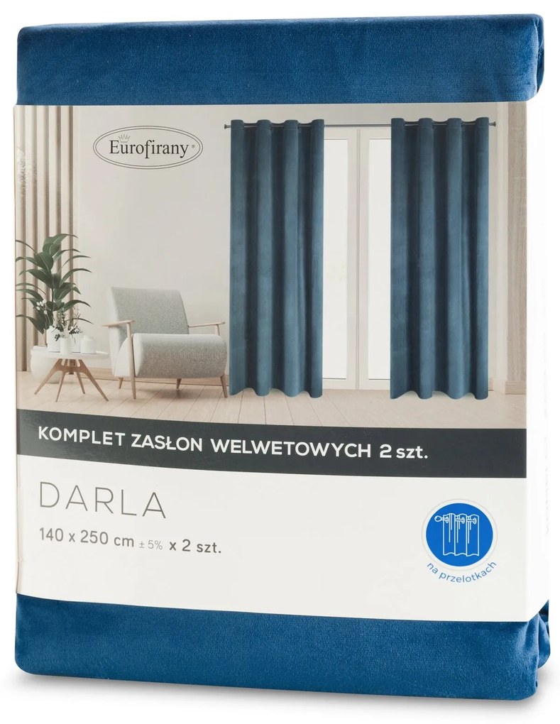 ZATEMŇOVACÍ ZÁVES NA KRÚŽKOCH DARLA SADA 2KS 140X250 CM TMAVOMODRÁ