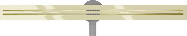 Mexen Flat nerezový sprchový žľab s rotačným 360° sifónom 90 cm, vzor SLIM, zlatá, 1541090