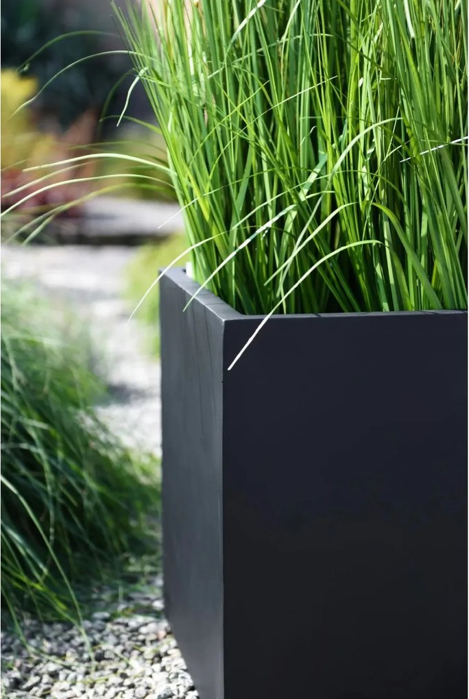 Kvetináč BLOCK, sklolaminát, 45x45x45 cm, antracit