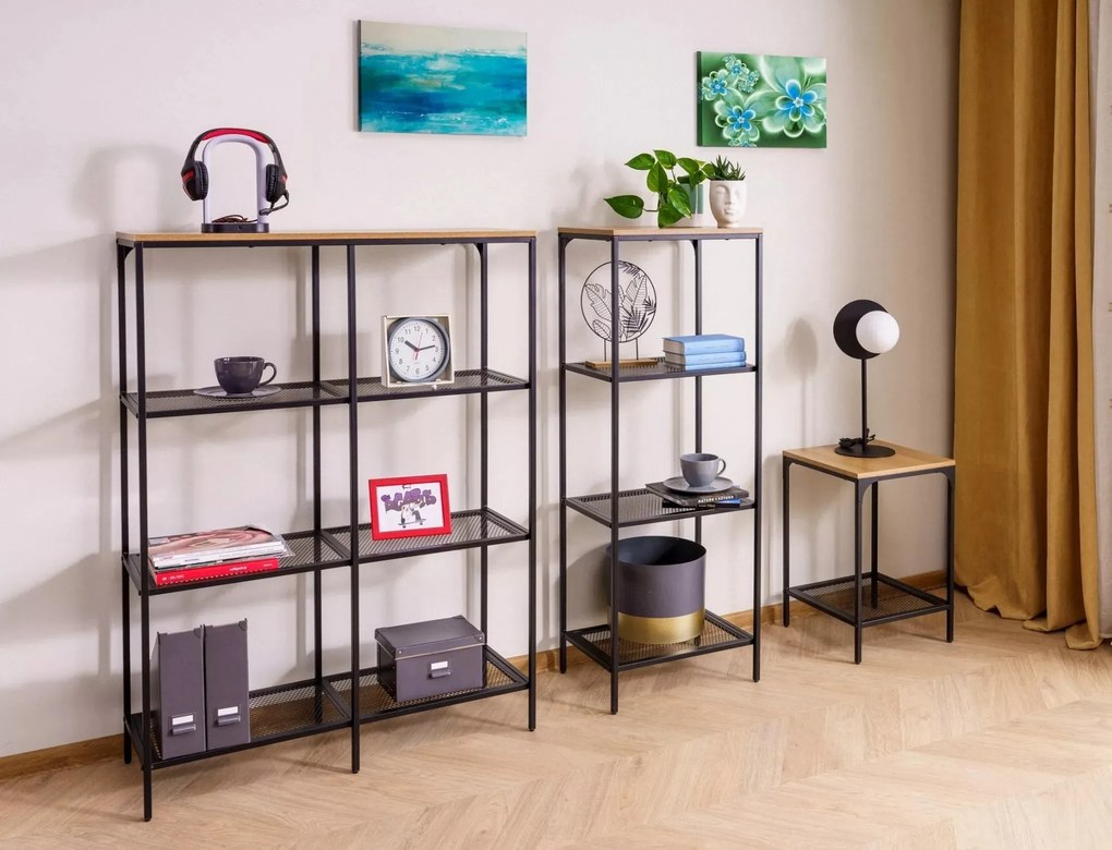 Regál Lex A 100 cm dub prírodný/čierny