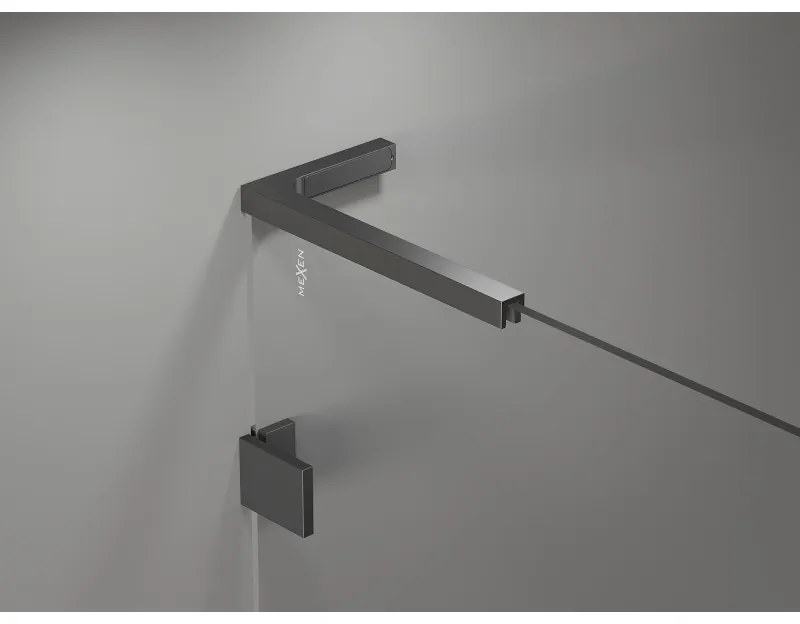 Mexen Lunar, L Duo výklopný sprchový kút 95 x 85 cm, 8mm číre sklo, grafitový profil, 834L-095L-085P-95-00