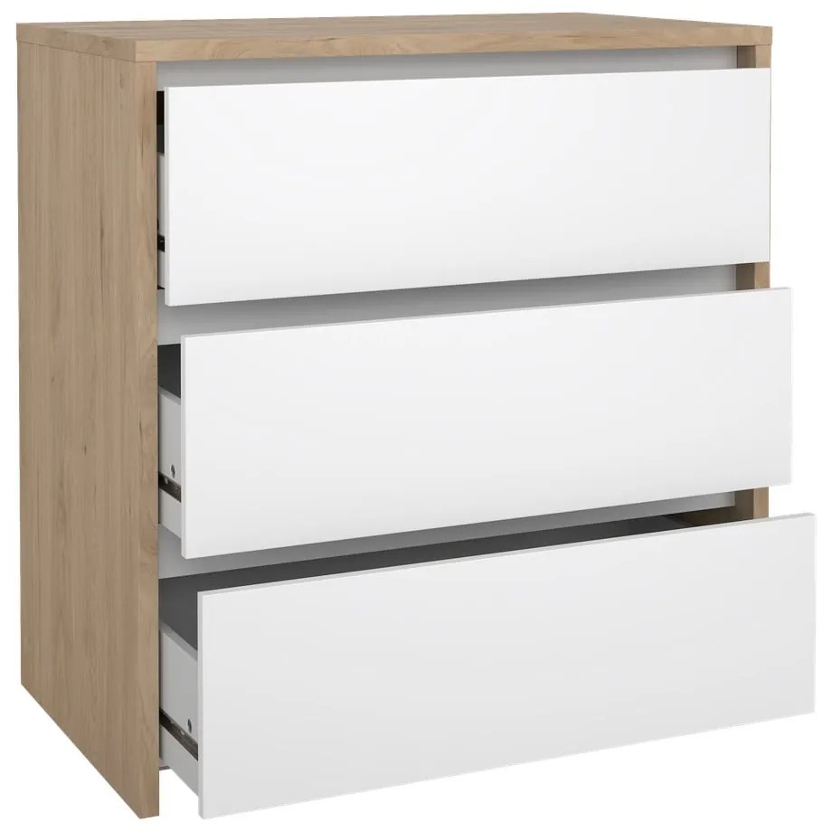 Biela/v prírodnej farbe komoda v dekore duba 80x84x48 cm Next – Tvilum