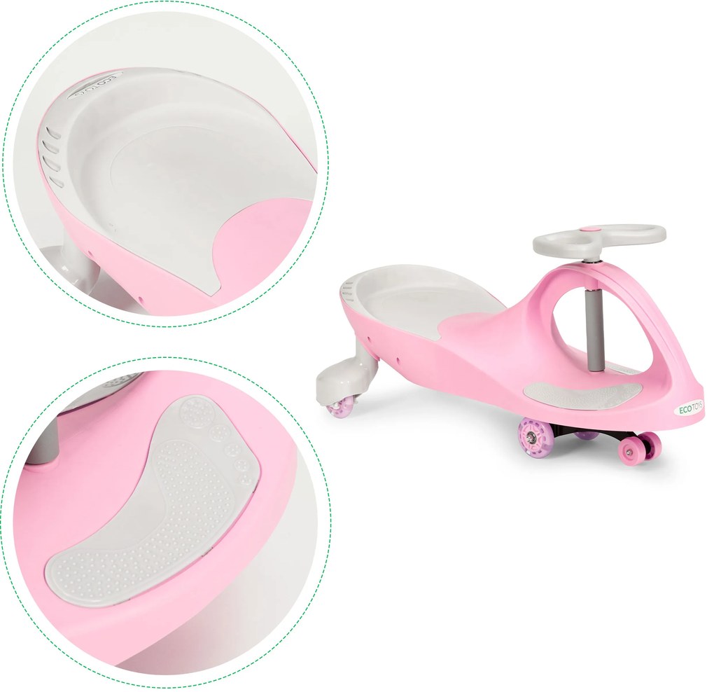 Detské odrážadlo s LED kolesami ružová, ECOTOYS