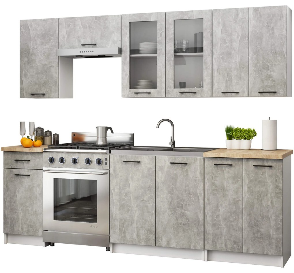 Závesná kuchynská skrinka OLIVIE W 80x72 cm matná biela\/betón