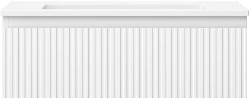 Mexen Rivel, kúpeľňová skrinka 70 cm s umývadlom Otis, 1 zásuvka, drážkovaná, biela matná, 91A20-07023-1-BF01-W18M01