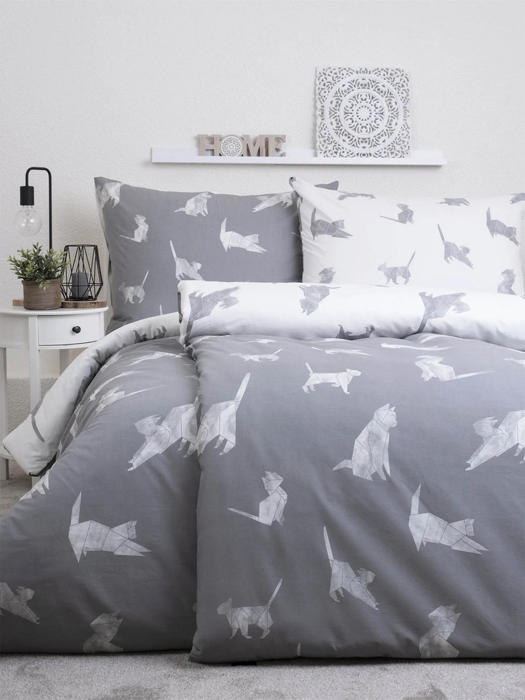 Predĺžené bavlnené obliečky Renforcé – Mačky origami