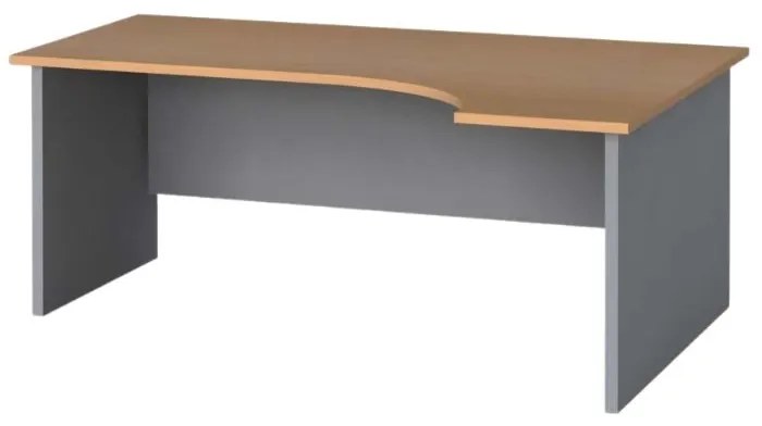 Ergonomický kancelársky pracovný stôl PRIMO FLEXI 180x120 cm, sivá / wenge, pravý