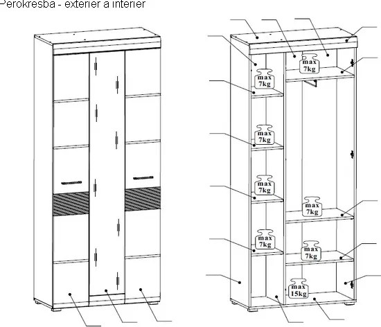 Skriňa Funny, dub strieborný/biela
