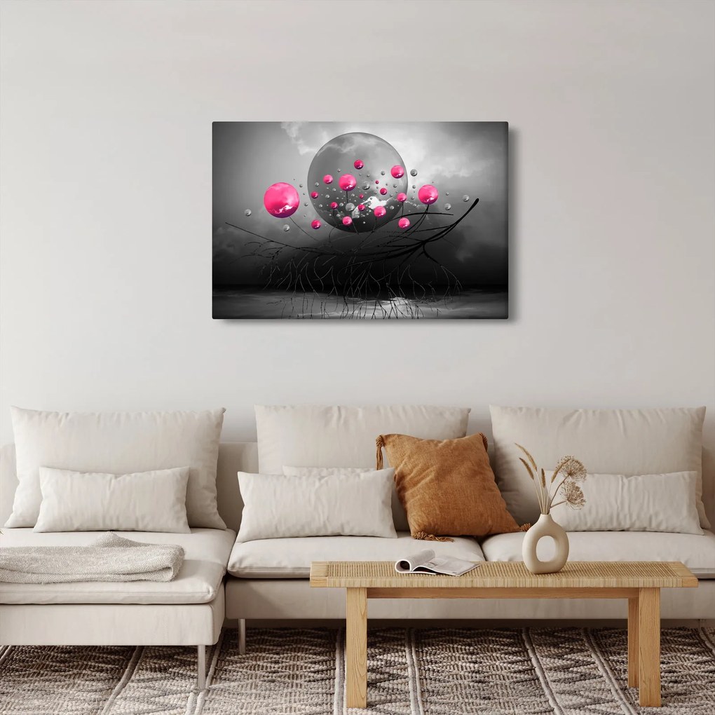 Obraz ružových abstraktných gulí (90x60 cm)