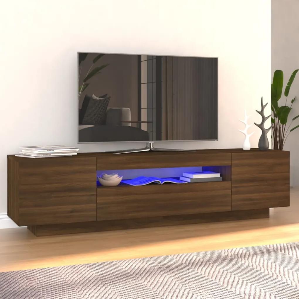 TV skrinka s LED svetlami hnedý dub 160x35x40 cm