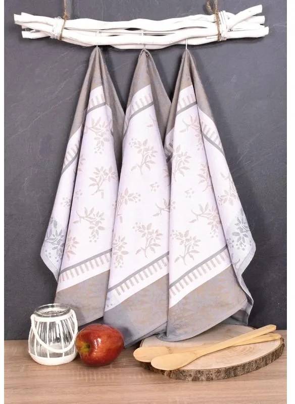 Luxusné kuchynské utierky, Flowers Egyptská bavlna set 3 ks