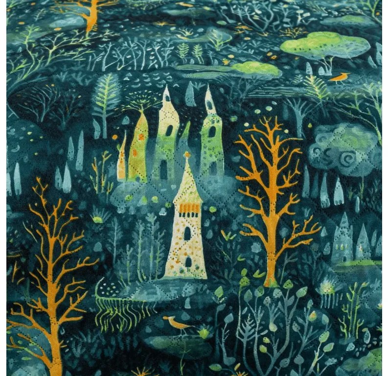 Prehoz na posteľ so vzorom NEON FOREST, farebný Rozmer: 170 x 210 cm