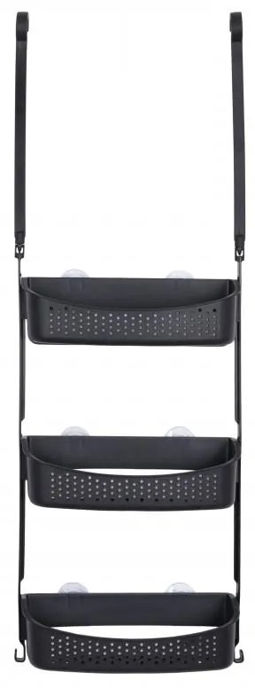 Erga Wiki, kúpeľňový kôš, závesný organizér 31x88 cm s prísavkami, 3-radový, čierna matná, ERG-YKA-CH.WIKI-3-BLK