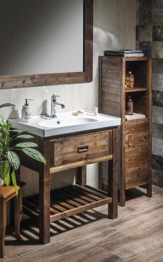 Sapho Sapho, BRAND umývadlová skrinka 130x73x50cm, morený smrek, BA131S