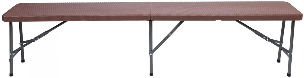 Cateringový set RATTAN stôl 180 cm a 2 lavice hnedý