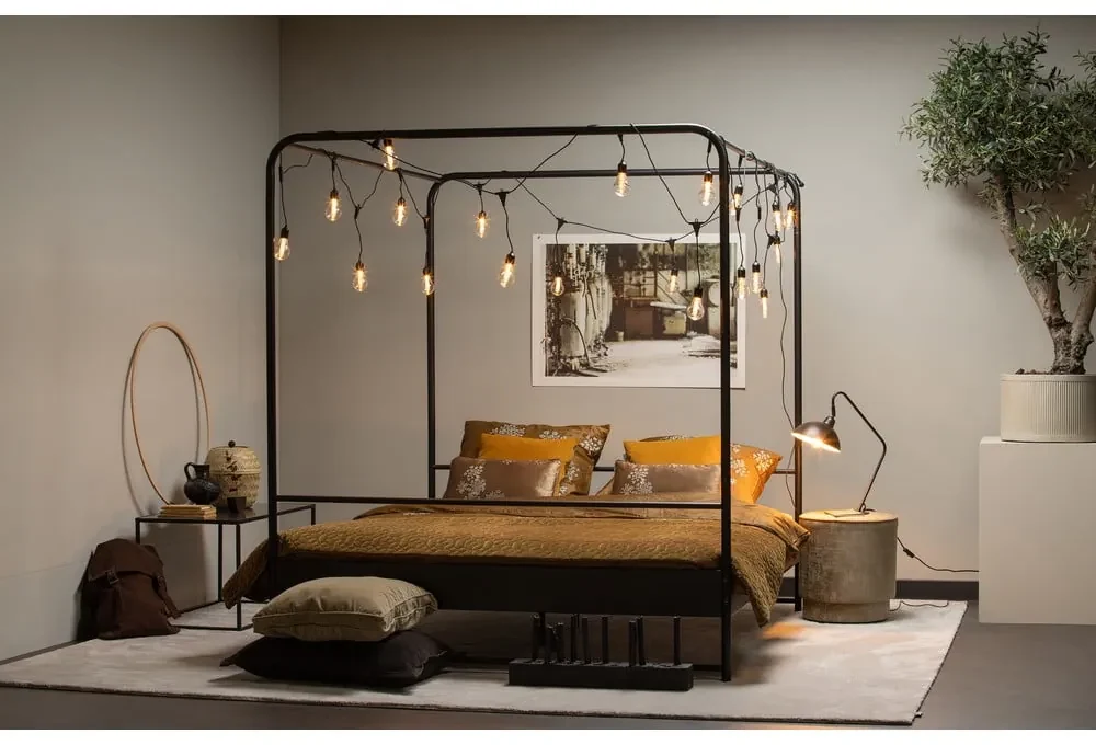 Čierna dvojlôžková kovová posteľ vtwonen Bunk, 160 x 200 cm