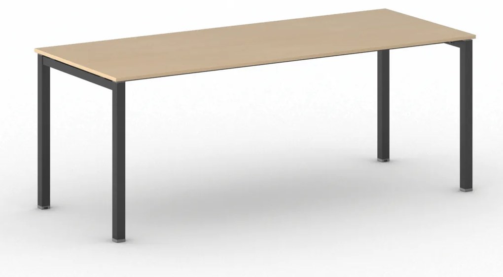 Rokovací kancelársky stôl PRIMO SQUARE, 200x80 cm, čierna podnož, buk