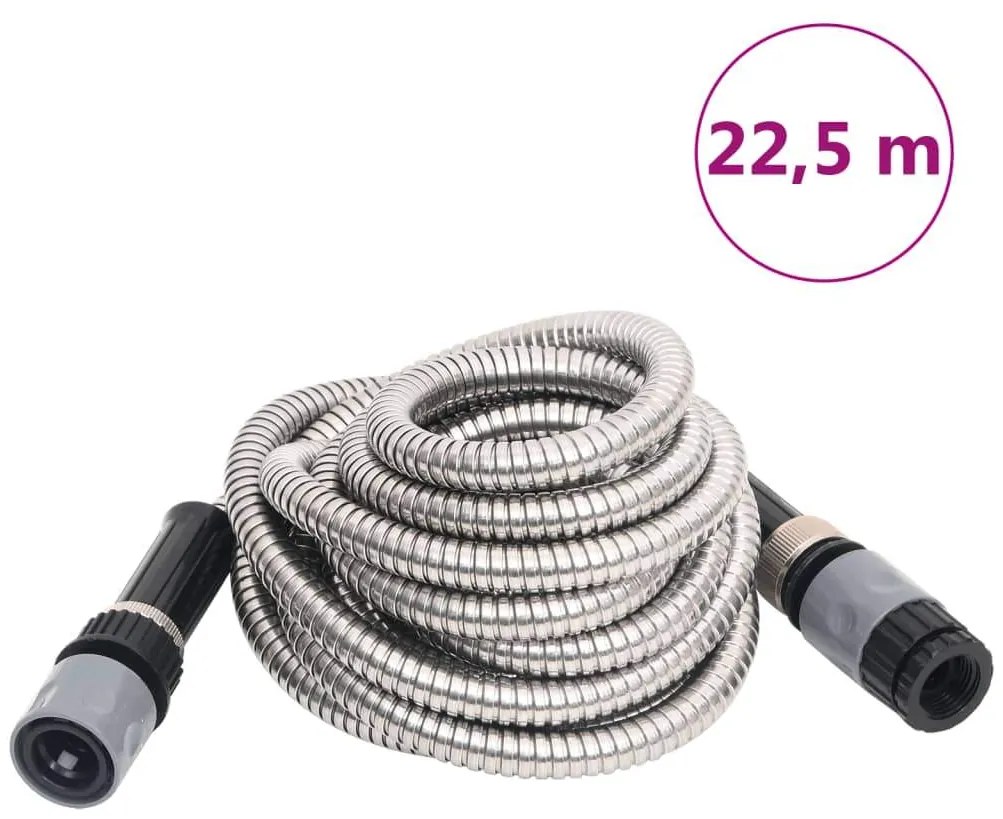 Záhradná hadica s tryskou, strieborná 0,6" 22,5 m, oceľ