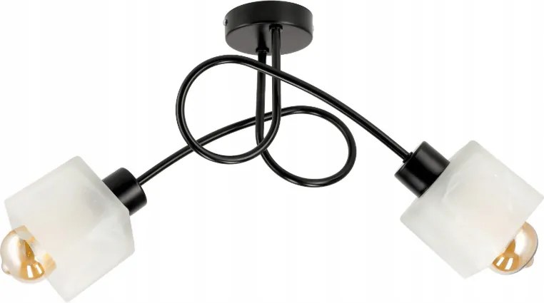 LED stropná závesná lampa, Loft, 2xE27, mliečne sklenené tienidlo