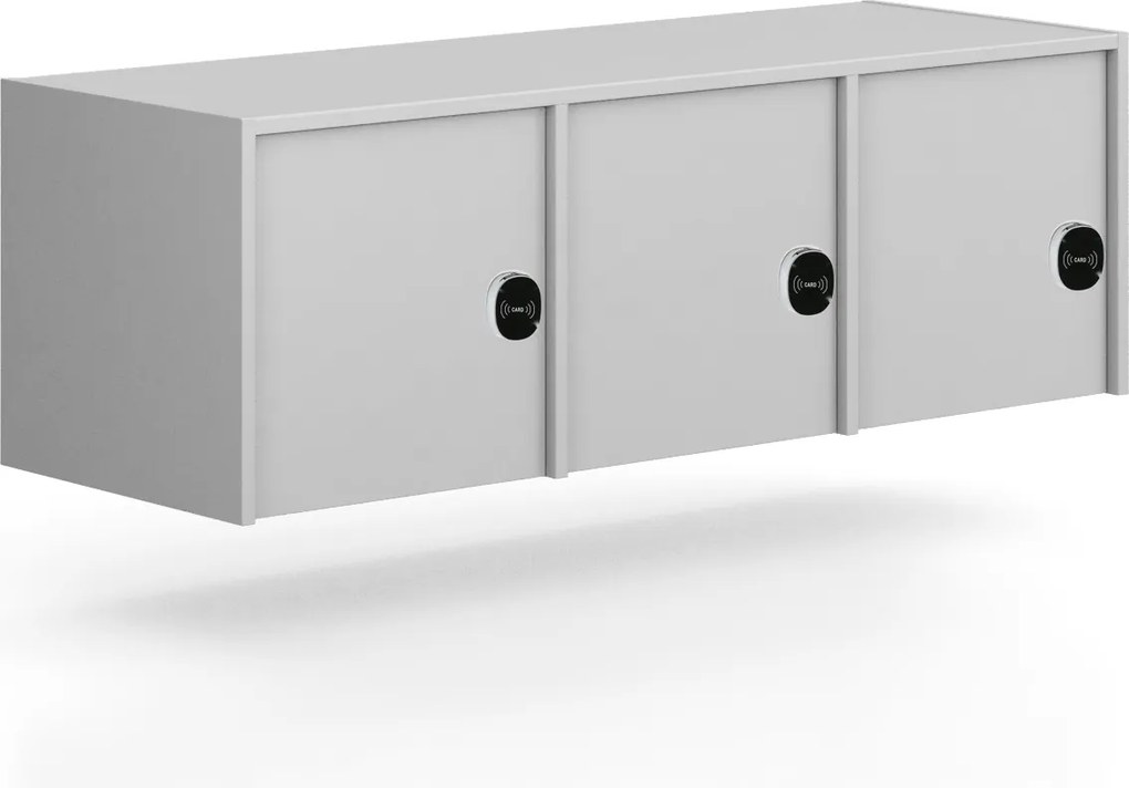 Nadstavba pre skrine FRAME, 3x dvere, 1299 x 450 x 427 mm, RFID zámok, sivá