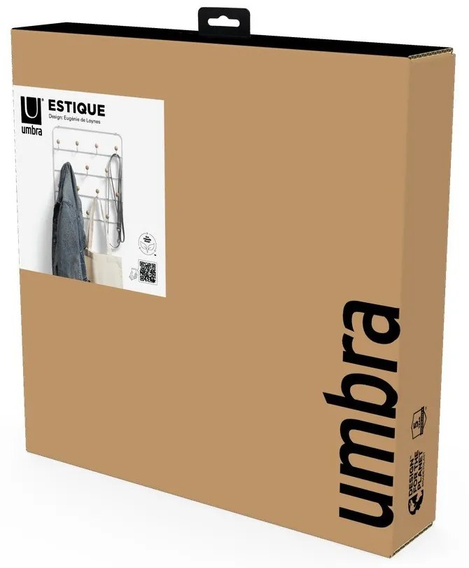 Biely prírodný kovový vešiak na dvere 36 cm Estique - Umbra