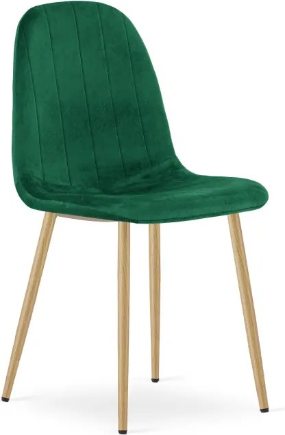 Set dvoch jedálenských stoličiek PADVA zamatové zelené / hnedé nohy (2 ks)
