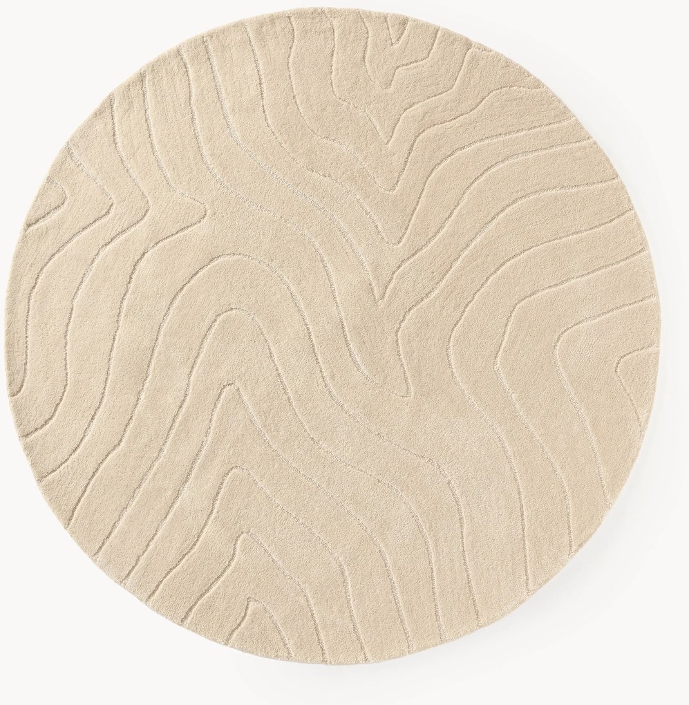 Okrúhly ručne tuftovaný vlnený koberec Aaron