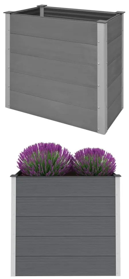 vidaXL Vyvýšený záhradný záhon, WPC 100x50x91 cm, sivý