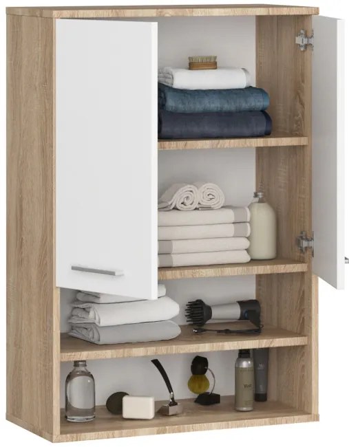 Kúpeľňová skrinka FIN H934 W64 2D 1P dub sonoma / biela