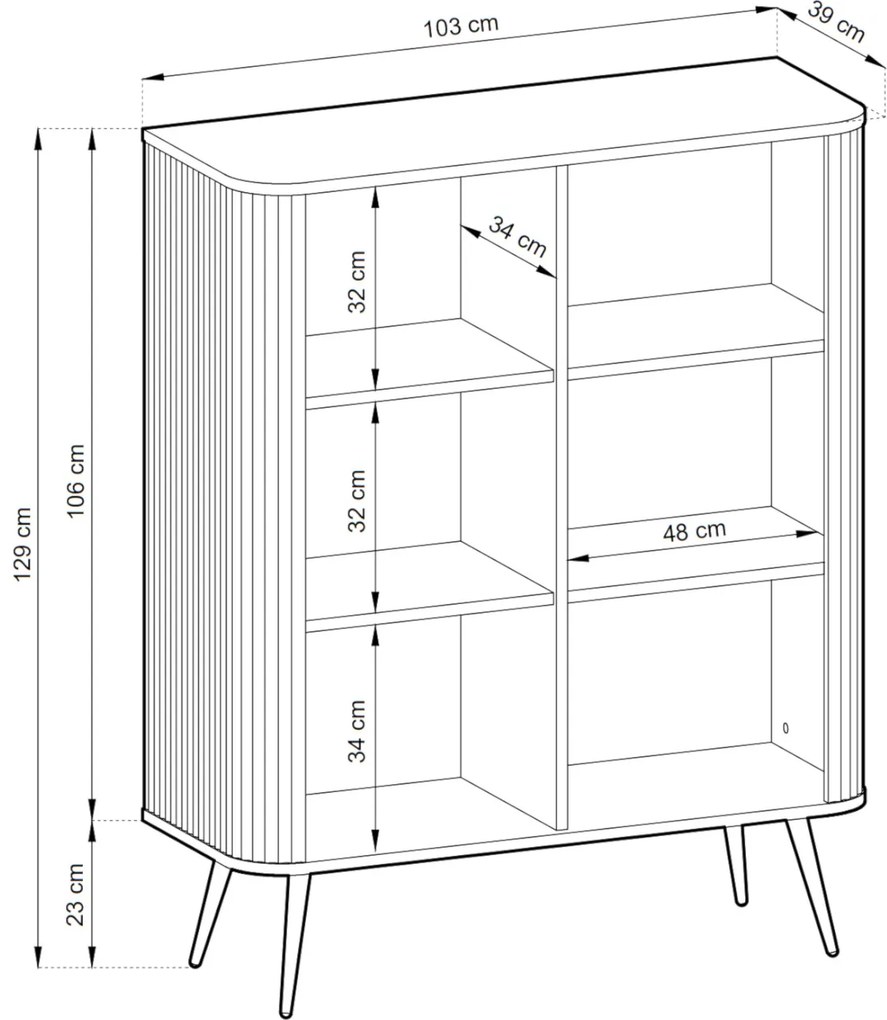 Komoda Zova 103 cm biela/čierna