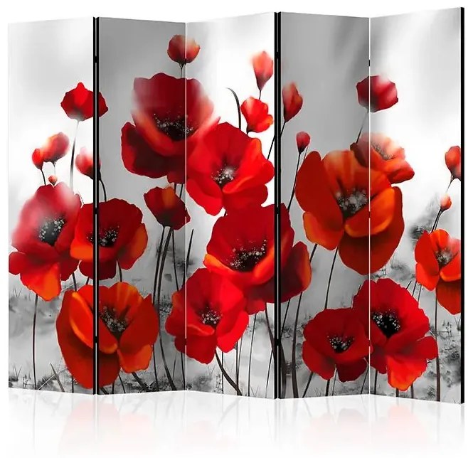 Paraván - Poppies in the Moonlight II [Room Dividers] Veľkosť: 225x172, Verzia: Obojstranný